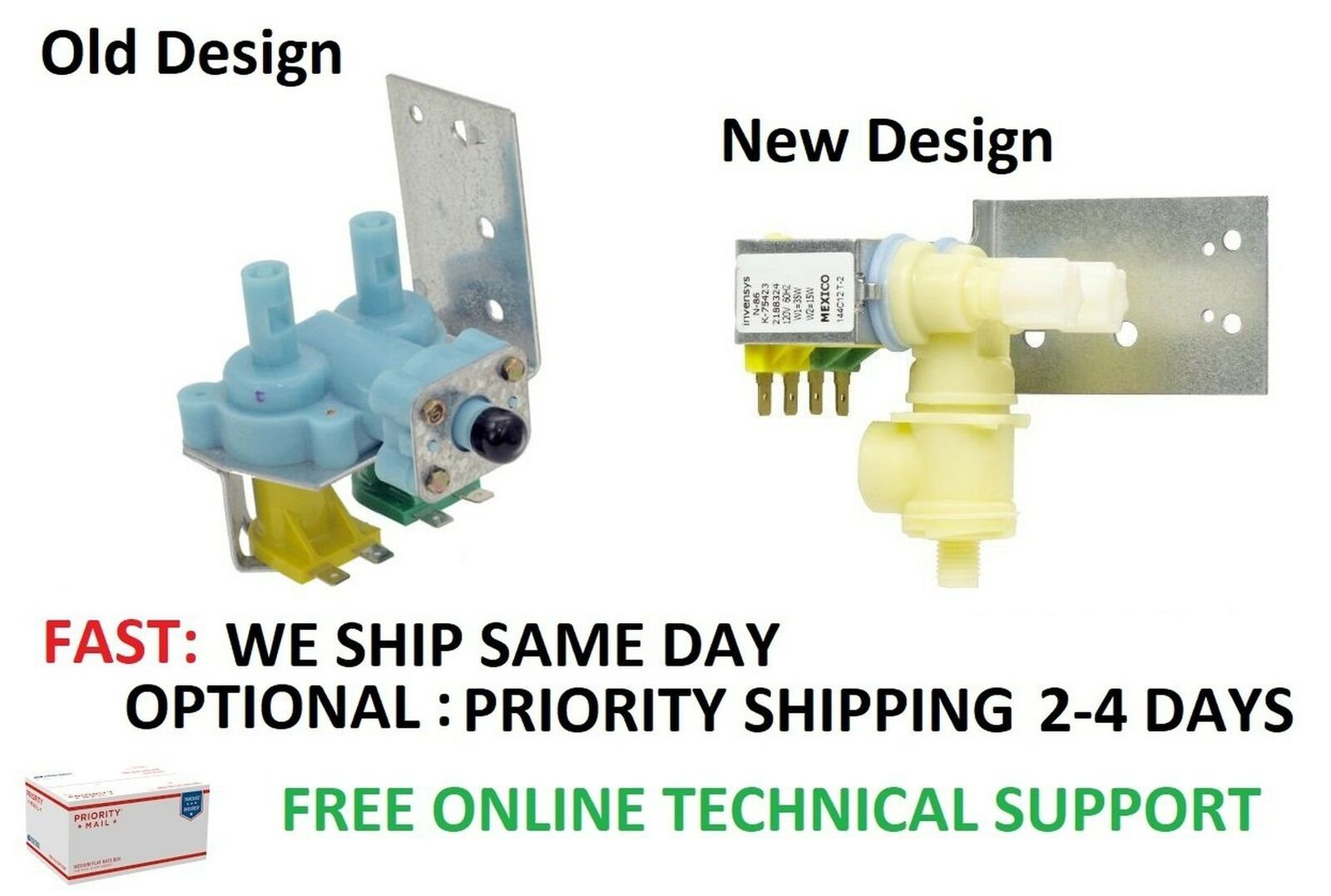 FREE Priority NEW Whirlpool Water Valve UNI88210 fits Whirlpool Kenmore Frigi...